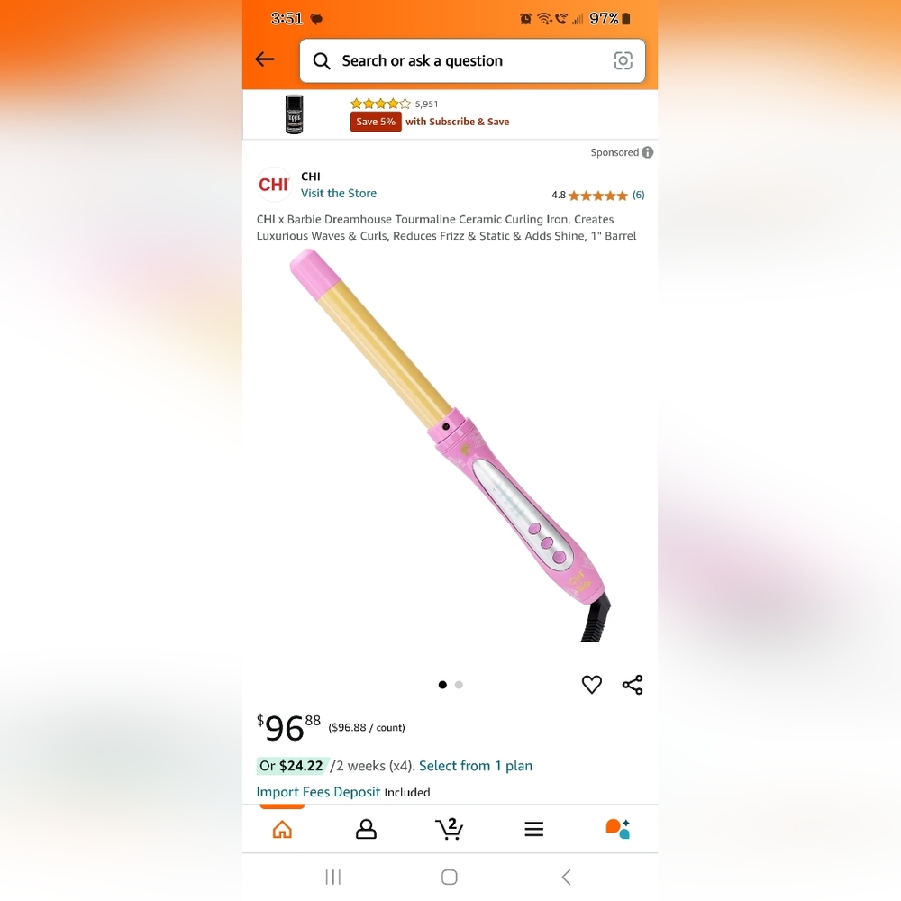 Pink BARBIE Curling Iron - no box
